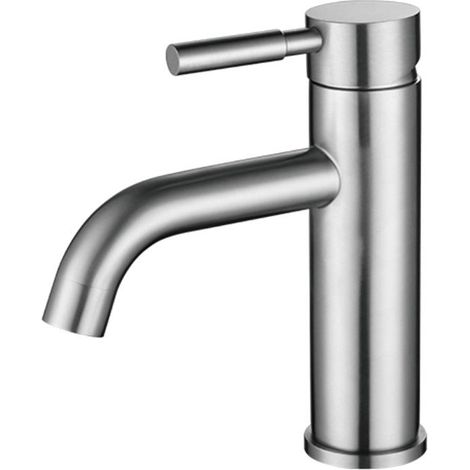Robinet de Lavabo Eau Froide Uniquement, Mitigeur Salle de Bains en Laiton Durable, Robinet Lave-Mains Aérateur Démontable, Robinetterie pour Toilettes Invités, Cartouche Céramique, Avec 2 tuyaux d’ea (1/3)