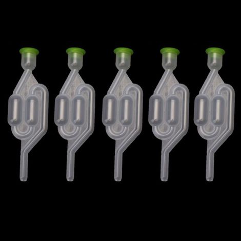 Lot de 5 verrous de fermentation en plastique à double bulle, type S, pour la fermentation du vin et de la bière, en verre, avec fermenteur Lady Jeanne.-AquaForge