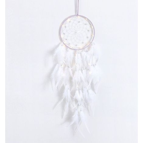Capteur De Rêves en Plumes, Attrape Rêve Lumineux Fait Main Mobiles Attrape-Rêves Rétro Romantique Décor pour Fille Mobile Decoratif Maison Chambre Murale Voiture Anniversaire Cadeau (1/5)