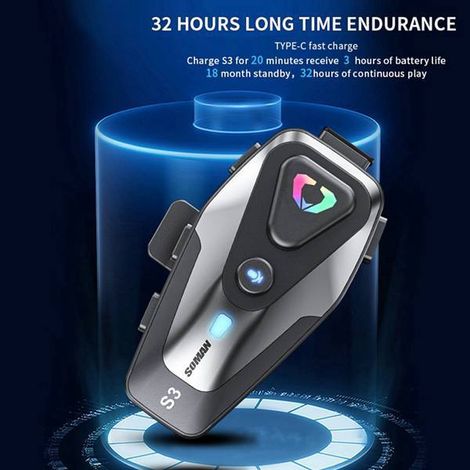 Motorcycle Helmet S3 Bluetooth Headphones: Waterproof, Noise Cancelling, High-Definition Voice Helmet Headphones