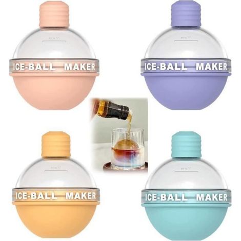 Moule à glace - Ice Ball Maker - 4 pièces - Silicone - 2,5 pouces BAC A GLACON (1/4)