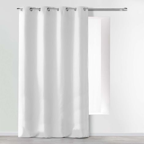 douceur d'Intérieur tenda a occhielli microfibra unita assoluto, Poliestere, Bianco, 280 x 140 cm
