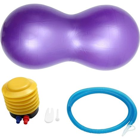 Ballon de Yoga Cacahuète avec Gonfleur, Fitness et Rééducation, Soulage les Tensions Musculaires et les Douleurs au Dos, Développement de la Coordination, Violet (1/5)