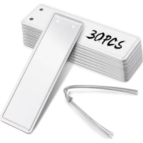 Set mit 30 wetterfesten Aluminium-Pflanzenetiketten mit Drahtverstärkung, doppelseitig, zur Kennzeichnung von Pflanzen im Freien und Garten. (1/5)