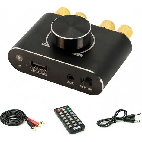 Carte d'amplificateur stéréo X15H 15 W, amplificateur audio 12/24 V avec Bluetooth, entrées auxiliaire 3,5 mm, USB et clé USB, compatible avec l'application Sinilink et la télécommande. (1/5)