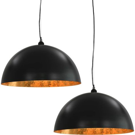 Maison Exclusive - Lampadari 2 pz Nero e Oro Semi-Sferici 50 cm E27 (1/5)