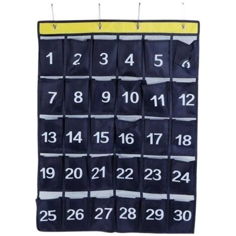 (Bleu marine)Sac de rangement mural à 30 poches, support de téléphone, organisateur suspendu avec chiffres, bleu marine (1/4)