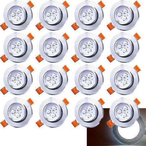 Packung mit 20 LED-Einbaustrahlern, 3W Deckenleuchte, verstellbar, runde LED-Strahler 245 Lumen, kaltweiß 3000K, Lochdurchmesser 60 mm. (1/5)
