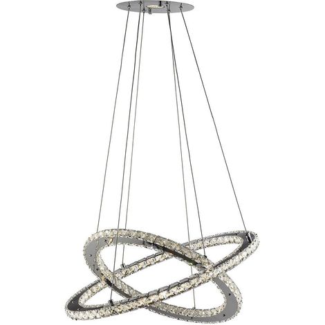 Searchlight Clover - Suspension LED intégrée 1 Plafonnier Chrome avec Cristaux, GU10 (1/2)