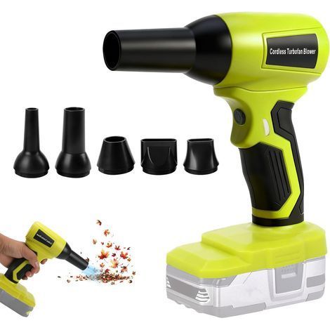 Souffleur de feuilles sans fil. nettoyeur de poussière portable sans balais. avec 5 buses pour terrasse. chambre et maison (batterie Ryobi 18V non incluse) (1/5)