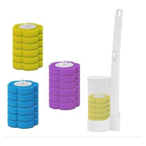 Brosse De Nettoyage des Toilettes,Ensemble De Brosses De Toilette Mural,Équipé De 18 Têtes De Brosse,De Brosse à Nettoyage sans Contact Économise De l'espace (1/4)
