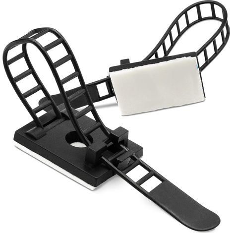Lot de 50 attaches de câble adhésives noires - Fixation des câbles grâce à leur base adhésive pour une gestion optimale des câbles - Attaches de câbl (1/5)