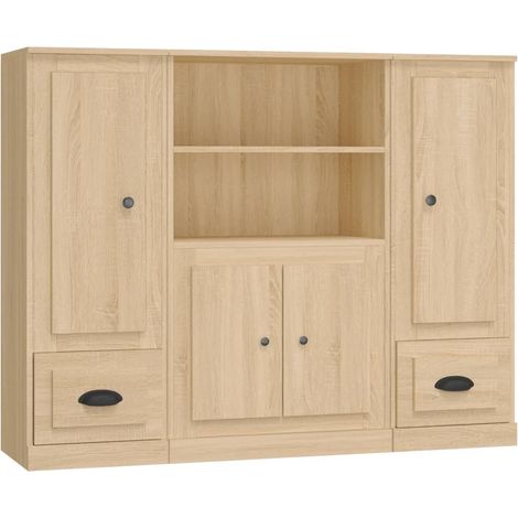 Credenza buffet cassettiera mobile contenitore organizer cucina soggiorno soggiorni 3 pezzi Sonoma MDF marrone 020037104