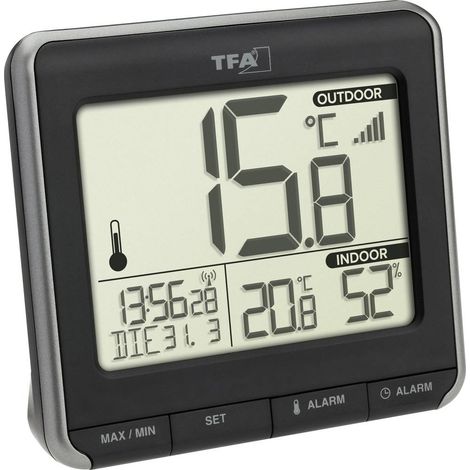 TFA Dostmann PRIO Thermomètre numérique radiopiloté noir, blanc 30.3069.01 (1/3)