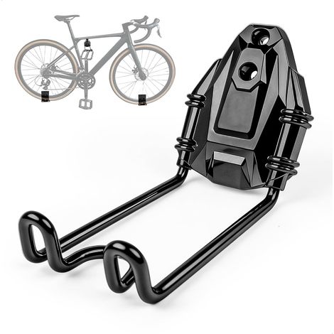 Support Mural Velo, Porte Velo Mural, Support de Vélo Économiseur, Supporte Murale de Rangement pour Vélos pour Maison Garage, Supporte Jusqu'à 30KG, Noir (1/5)