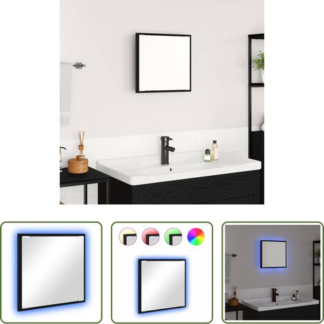 vidaXL LED-Spiegel - LED-Badezimmerspiegel Schwarz Eichen-Optik 40 x 37 x 8.5 cm (1/5)