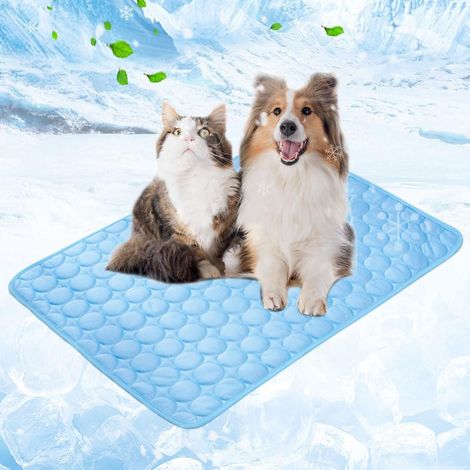 Kühlmatte für Hunde, 100 x 75 cm Kühlmatte für Katzen, selbstkühlende Matte für Hunde und Katzen, rutschfest und saugfähig, für drinnen, draußen und im Auto, blau (1/5)