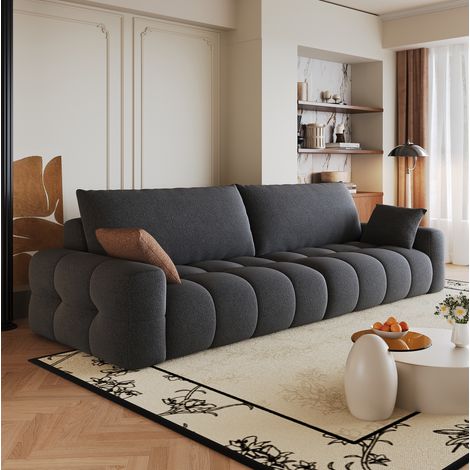 Sofá modular de tela gris oscuro de 260 cm, sin montaje, relleno de espuma, 4 plazas (1/5)