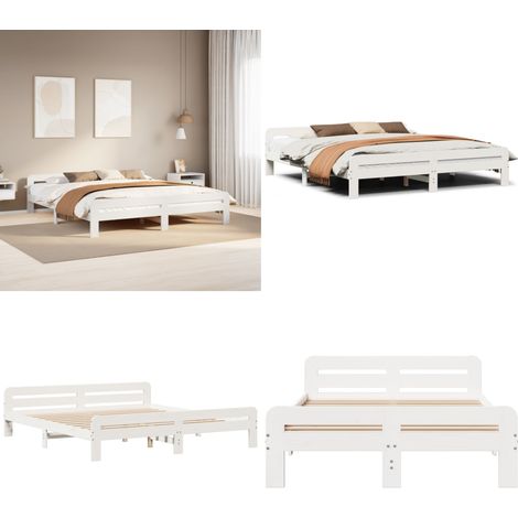 vidaXL Massivholzbett ohne Matratze Weiß 200x200 cm Kiefernholz (1/5)