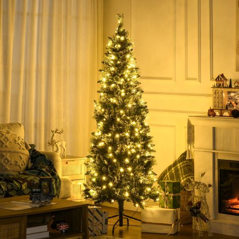 Sapin de Noël artificiel de 180 cm avec 240 lumières LED et 618 branches, support en acier Ø68 x 180 cm, vert (1/5)