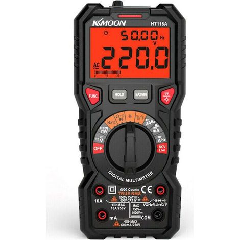 Multimètre Automatique Numérique, TRMS 6000 Comptes (Guide de Bornes LED), Ampèremètre, Testeur Electrique Professionnel, Température Capacimètre Tension/Courant CA/CC Résistance/Fréquence,de (1/4)