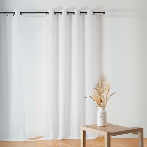 Voilage recyclé blanc tissé en France - 145x240cm - Blanc (1/3)