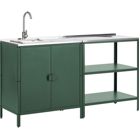 2 Piece Outdoor Kitchen Set with Sink VILAMA Metal Green