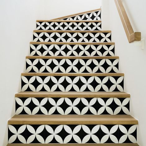 Stickers adhésifs escalier carrelages contremarche - ALVARO - 2 bandes de 15x105cm (1/4)