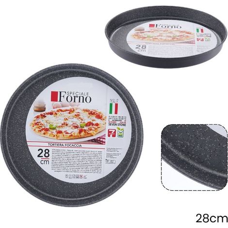 TrAdE Shop Traesio - Teglia Stampo Tortiera Focaccia Tonda Antiaderente Antigraffio Da Forno ø22-26-28-30-32cm -    -diametro 28cm   -