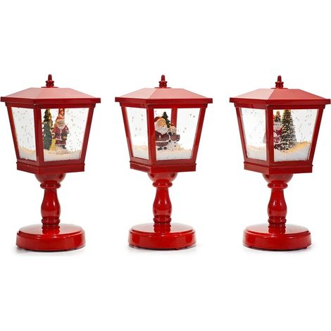 TrAdE Shop Traesio - Lampione Luminoso Natalizio Decorativo Con Movimento Effetto Neve Musica H31cm Uso Interno - (1/2)