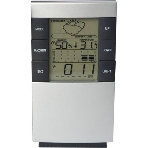 LCD Digital Temperature Humidity Thermometer Home Weather Forecast Alarm Perpetual Calendar Electrical Clock (1/5)