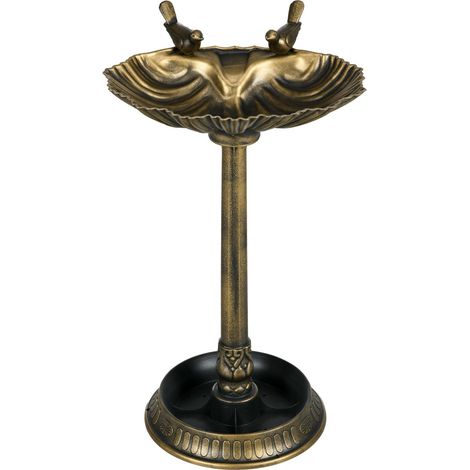 Vogeltränke Stehend, Vogelbad aus Kunststoff, frostsicher Vogelbecken, Winterfest Wassertränke für Wildvögel, Wasserschale, Wasserstelle für Garten Terrasse Balkon 49,5 x 38 x 81 cm, Bronze