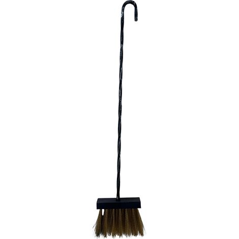 Scopetta per Camino in Ferro con Setole in Ottone, 53 cm, Manico Lungo, Nera