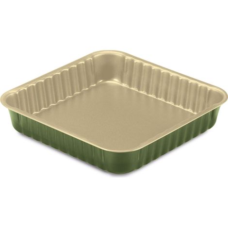 Guardini, Stampo quadro 24x24 cm, Acciaio con rivestimento antiaderente a base di Cera di Carnauba, Colore verde/beige, Made in Italy, Linea B-Nat (1/4)