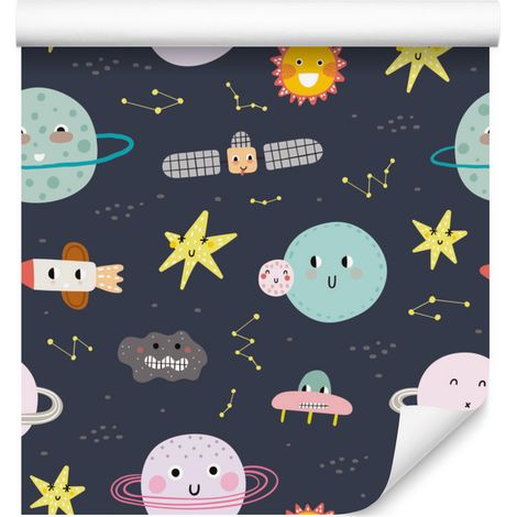 Carta da parati Cosmos in stile scandinavo per soggiorno e camera da letto, 50x1000 cm. (1/5)