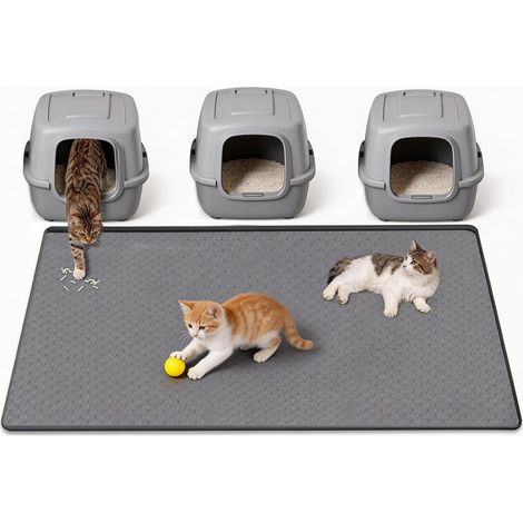 Cat Litter Mat, 130 x 65 cm, XXL Silicone Cat Litter, Honeycomb Litter, Impermeabile e Resistente all'urina, Facile da Pulire, con Bordi Rialzati per Ciotola e Lettiera (1/5)