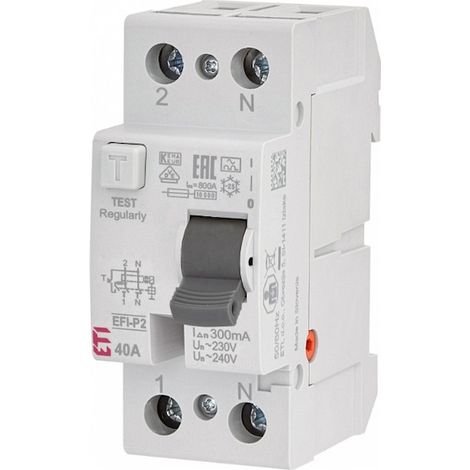 Disjoncteur différentiel (RCCB), ETI, 1P+N, 40 A, 300 mA, 10 kA, type A, EFI-P2, 002061132 (1/2)