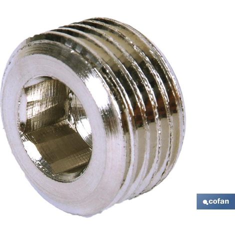 Tapón allen cónico metálico roscado R-1/4 para apriete sin cabeza