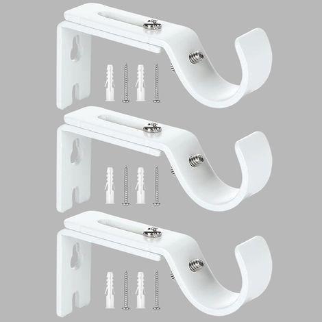 3 Pcs Blanc Support de Tringle à Rideau Réglable, Supports Murale Réglables,Support pour Tringle à Rideau,Compatible avec les tringles à rideau d'un diamètre maximal de 20mm-25mm (1/5)
