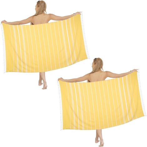 Lot de 2 serviettes de plage extra larges (90 x 180 cm), serviettes turques à séchage rapide (1/4)