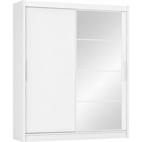 Armario Puertas Correderas y Espejo Kario 160 cm - Blanco Nymphaea Alba (1/5)