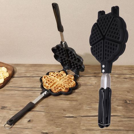 Gaufrier pour 5 mini gaufres en forme de cœur - Petit gaufrier de cuisine pour petit-déjeuner en famille (1/3)