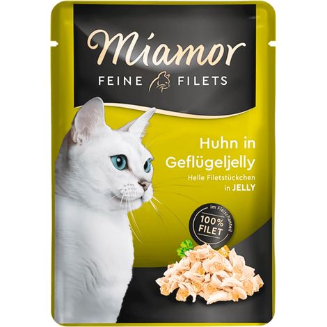 Aliment humide pour chat MIAMOR Feine Filets Poulet gelée de volaille 24 x 100 g (1/5)