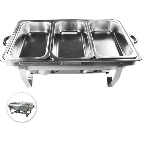Chafing Dish - Herzberg - HG-8022-3 - Inox - 3 Bacs 1/3 - 9L - Pliable & Professionnel