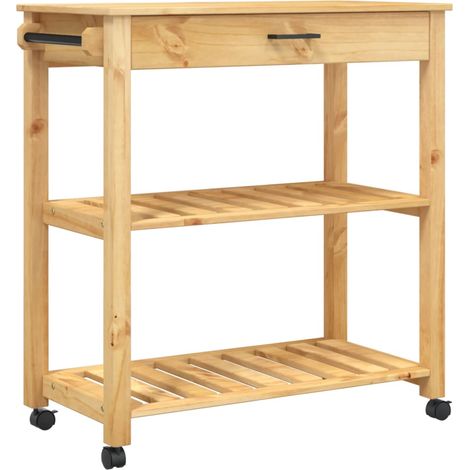 Chariot de cuisine MONZA 84x40x90 bois massif de pin (1/5)