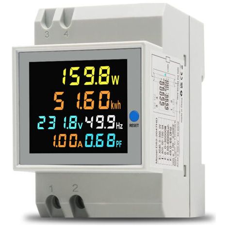 FENOPLASTICACompteur d'énergie numérique AC 40-300V 100A Voltmètre ampèremètre DIN Mesure jusqu'à 30000W Compatible installations domestiques et industrielles (1/5)