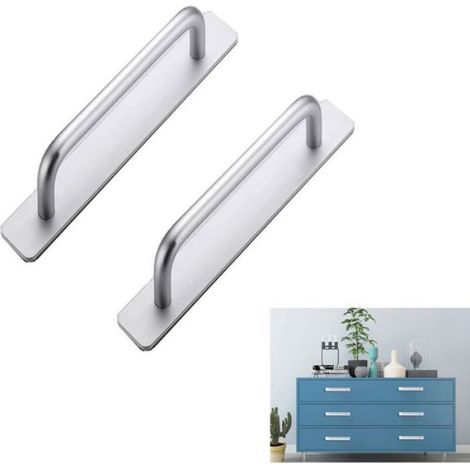 Lot de 2 Poignées Autocollantes en Aluminium pour Armoire Chambre à Coucher Salle de Bain Cuisine Poignées En Acier Inoxydable(138 (1/5)
