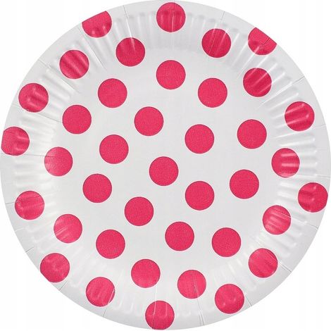 Piatti di carta a pois, magenta, 18 cm, 6 pezzi.