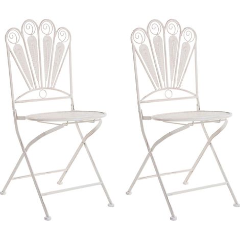 Set da esterno di 2 sedie in metallo struttura pieghevole in ferro bianco sporco chiaro Pavia