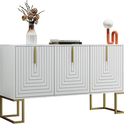 Canapé panoramique, étagères réglables, 138 x 40 x 80,5 cm, métal et MDF, blanc (1/5)